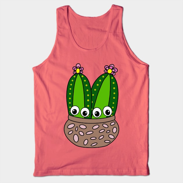 Cute Cactus Design #311: Cacti Couple In A Nice Pottery Pot Tank Top by DreamCactus